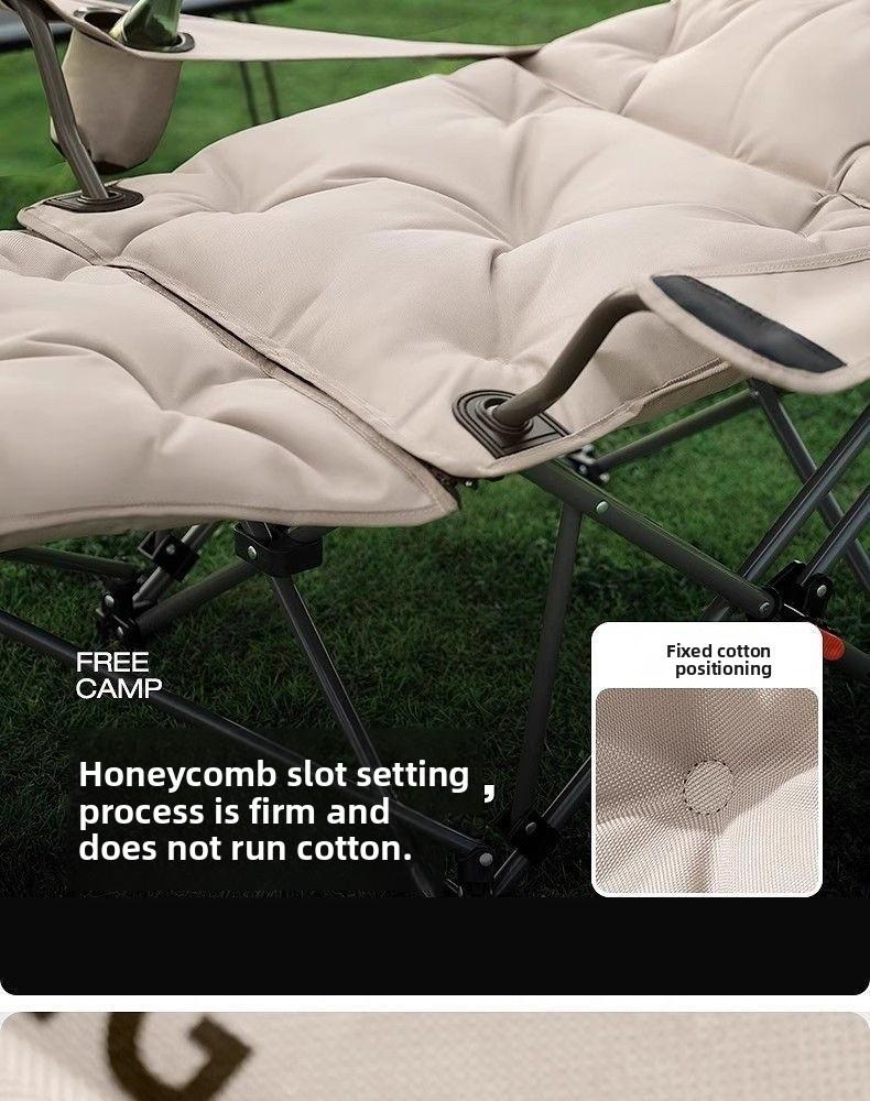 Foldable 4-Position Adjustable Lounge Chair with Armrests Thickened for Outdoor Indoor Use Portable Recliner for Camping Office Resting