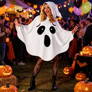 Halloween Ghost Costume, Party Role Play Female Witch Cosplay, Small Sprite Bat, 1pc Halloween Dress Up