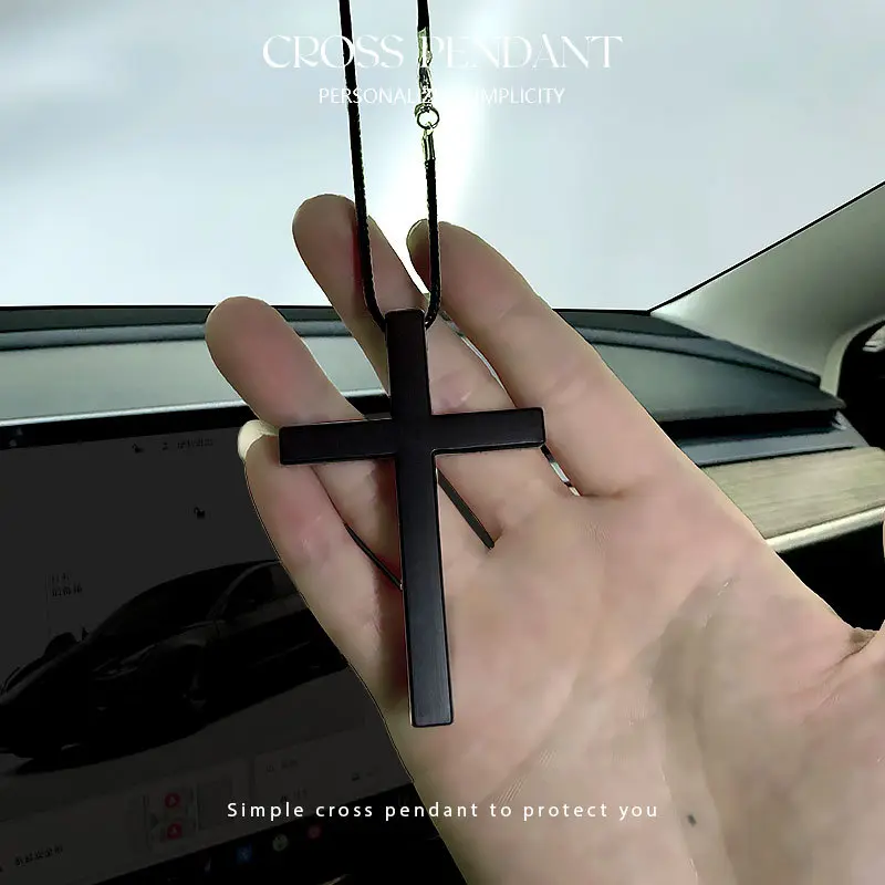 Simple religious-style Jesus cross car pendant – rearview mirror ornament, car interior accessory, suitable for men.