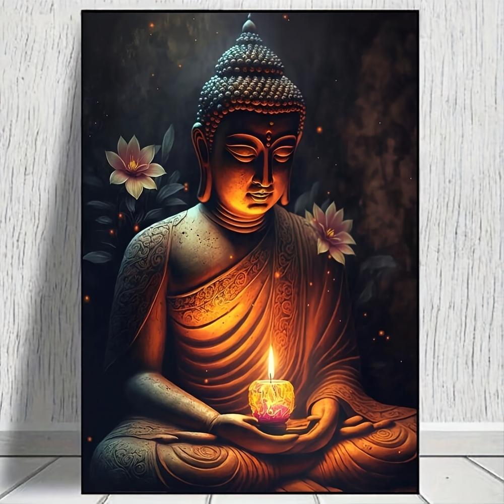 1pc Zen Meditation Buddha Canvas Wall Art Print, Frameless Ink Painting Poster for Home Office, Living Room, Bedroom, Dining Decor - Indoor Portrait Orientation Religious Theme Wall Hanging, Zen Home Decor