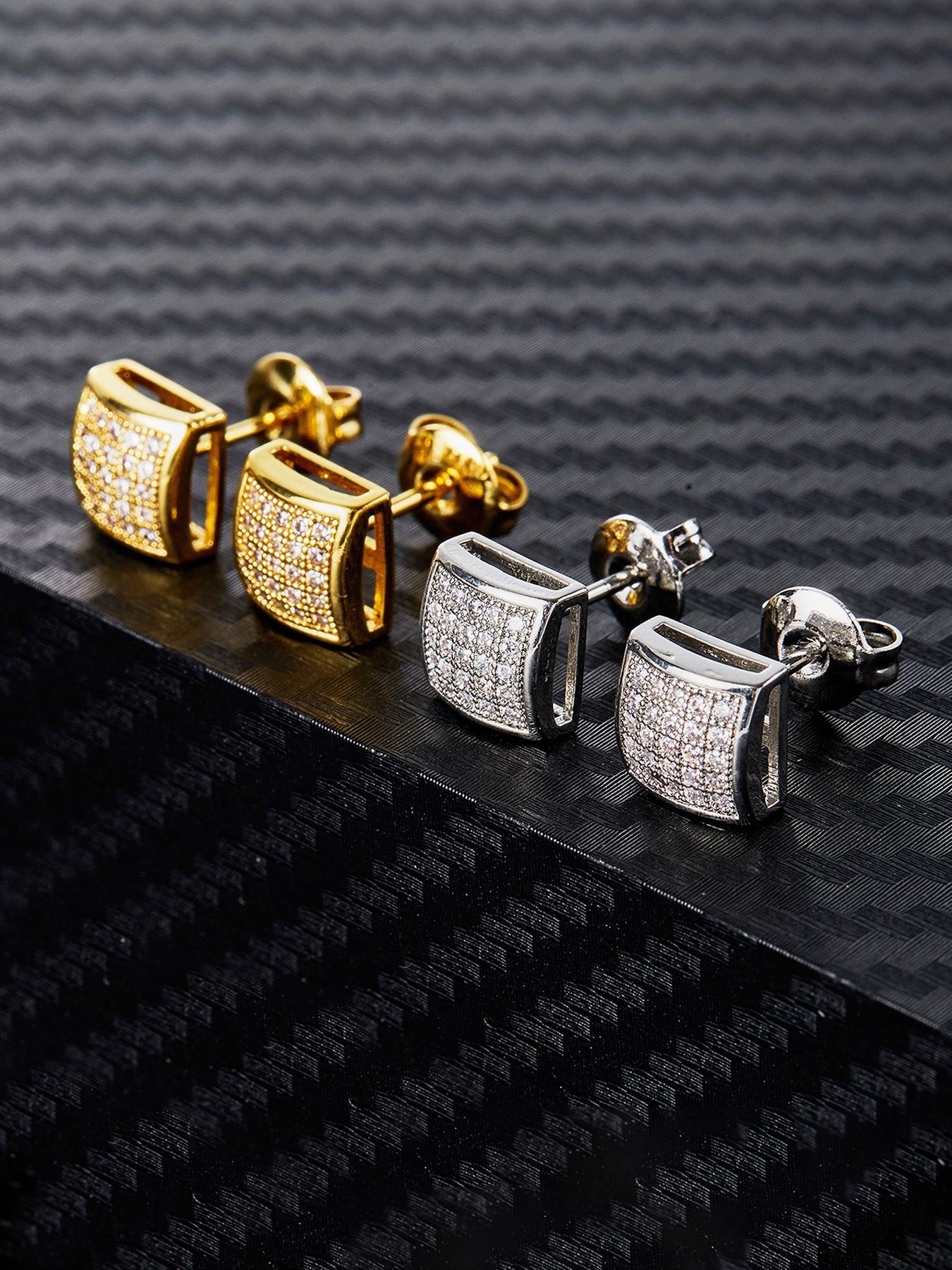 Iced Chics Curved Arc Hip-hop Zircon Stud Earrings Are Suitable for Both Men and Women, They Are Unique Festival and Birthday Gifts, Perfect for Anniversaries and Daily Surprises, Versatile Gift Studs Earrings