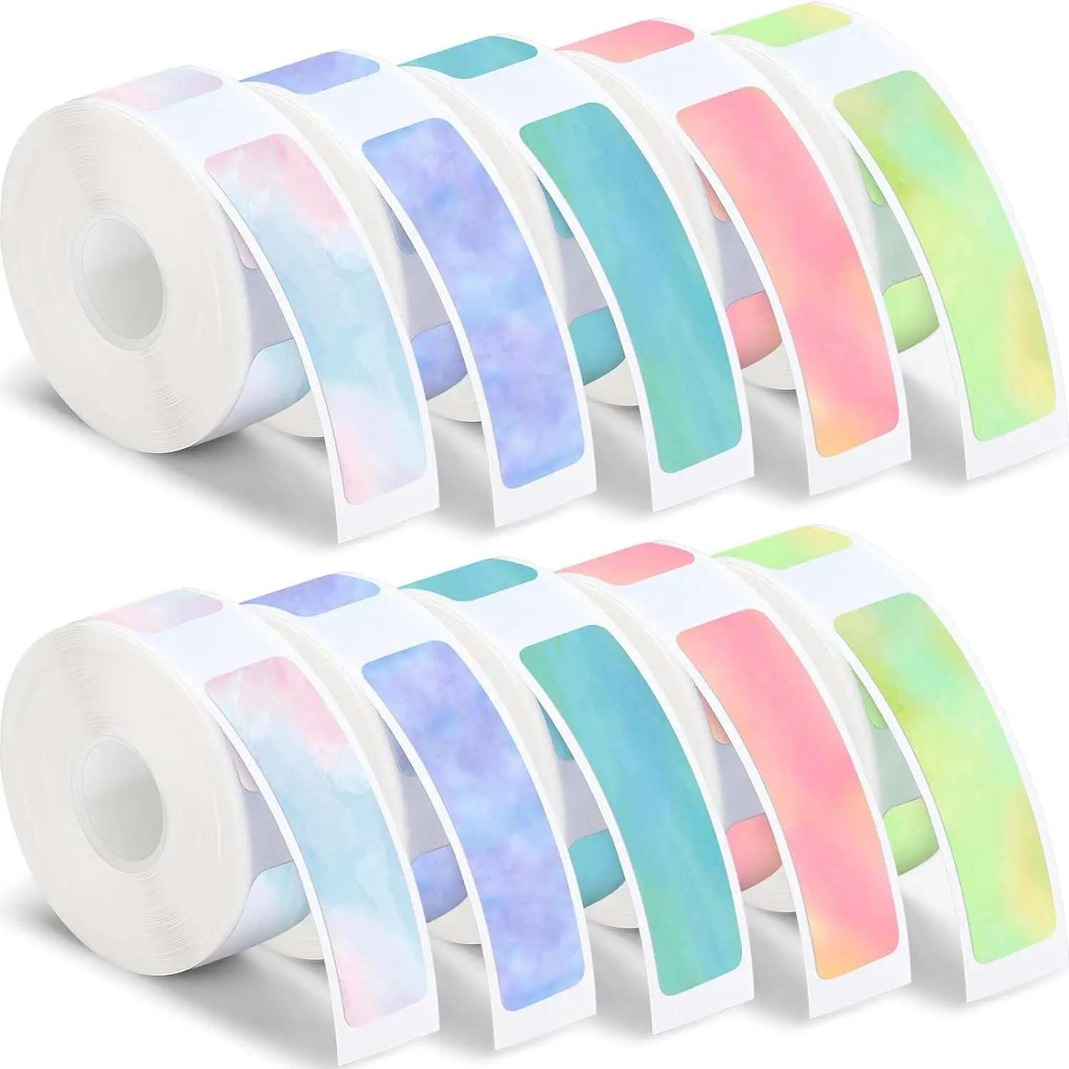1600 Pcs Label Tapes Compatible with D30 Label Printer Laminated Labeling Stickers Thermal Labels for Home Office(Watercolor,12x40mm)