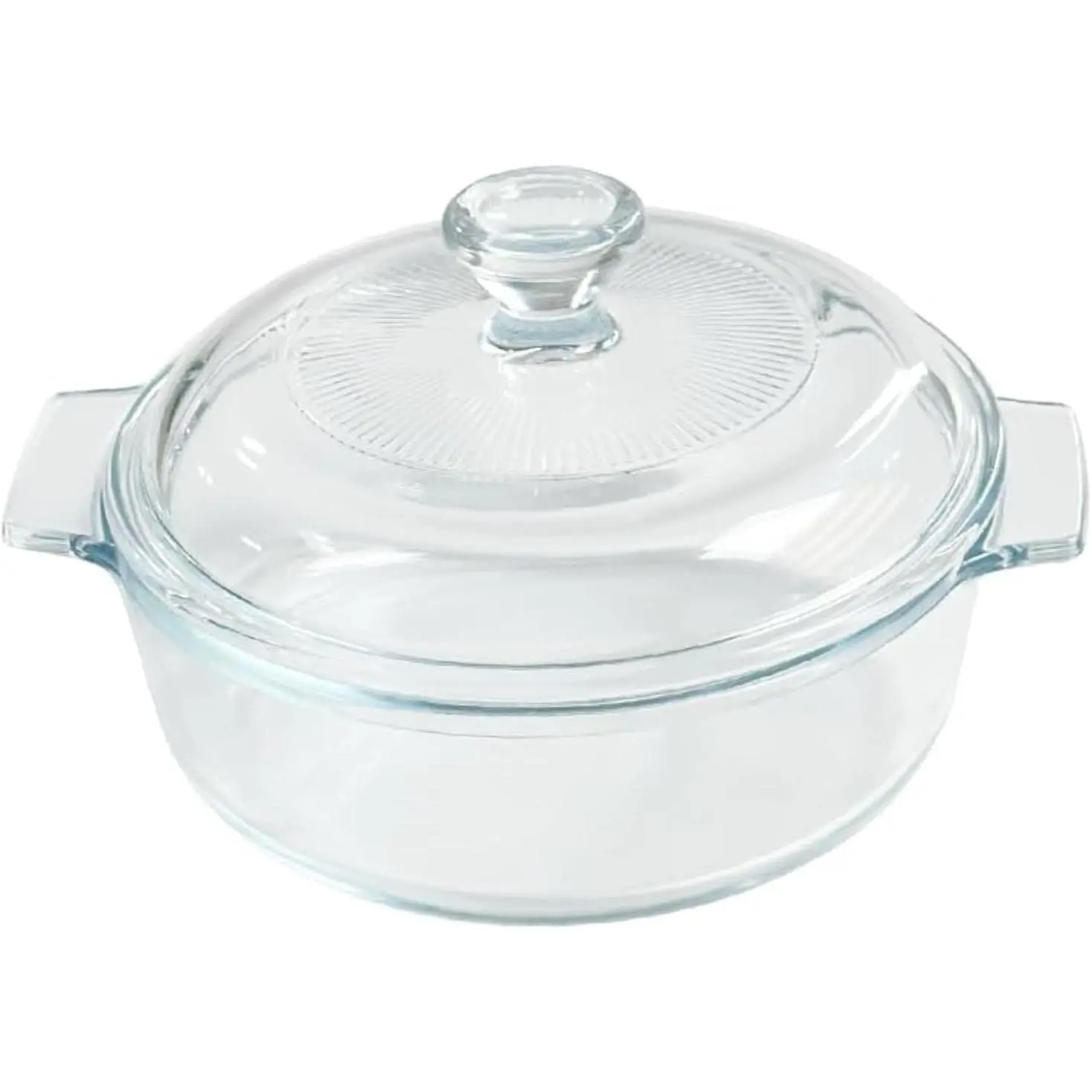 Small Tempered Glass Casserole Dish for Oven with Lid, Round Microwave Oven Baking Dish with Glass Lid, 0.8L, Clear