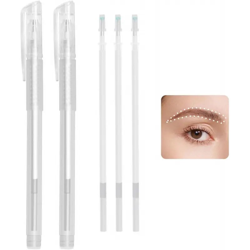 2 pcs Skin Marker, with 3 Refills, Surgical Marker Pen, Skin Marker Pen, Microblading Eyebrow Marker, Ideal for Tattoo Art and Beauty Salons (White) (White)