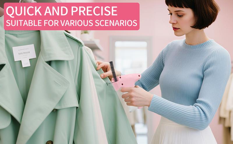Quick Clothing Fixer Sewing Gun Garment Repair Tool Clothing Label Gun 4000 Fasteners (2000 White + 2000 Black) Clothing Label Gun 6 Needles Quick Stitch Cloth Fixer Pink