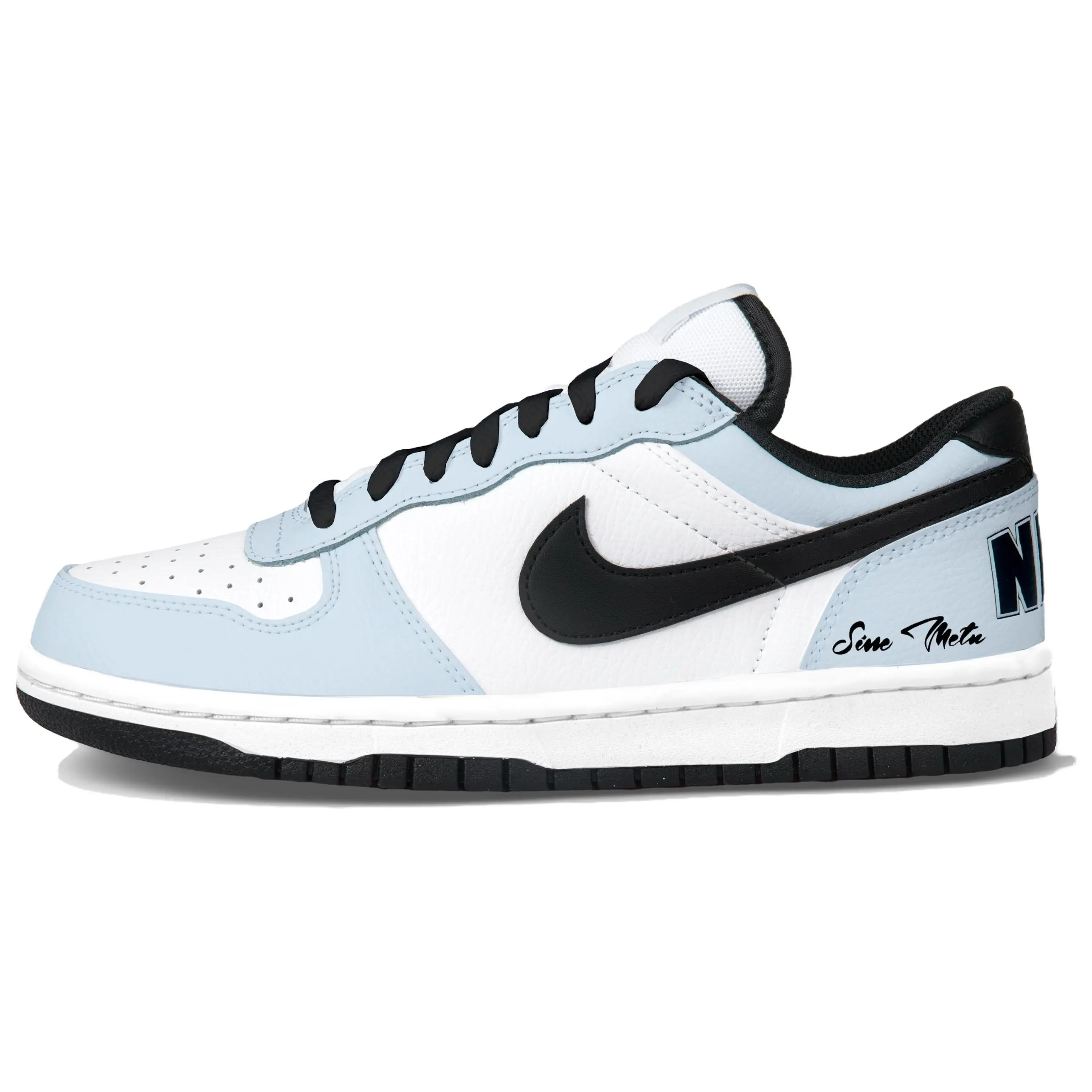 Nike Custom Graffiti Sneakers – Black and Blue, Unisex Low-Top Canvas Shoes for Streetwear, Campus, and Couples Verifiable, with credentials and supporting global authentication