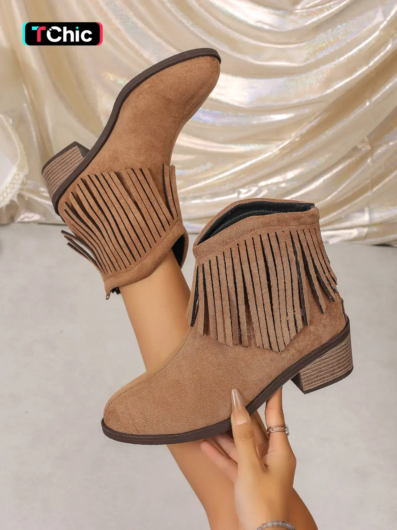 Women's Fringe Ankle Boots, Western Style Fringe and Low Heel Design, Fashionable Trendy Shoes, Perfect for Casual