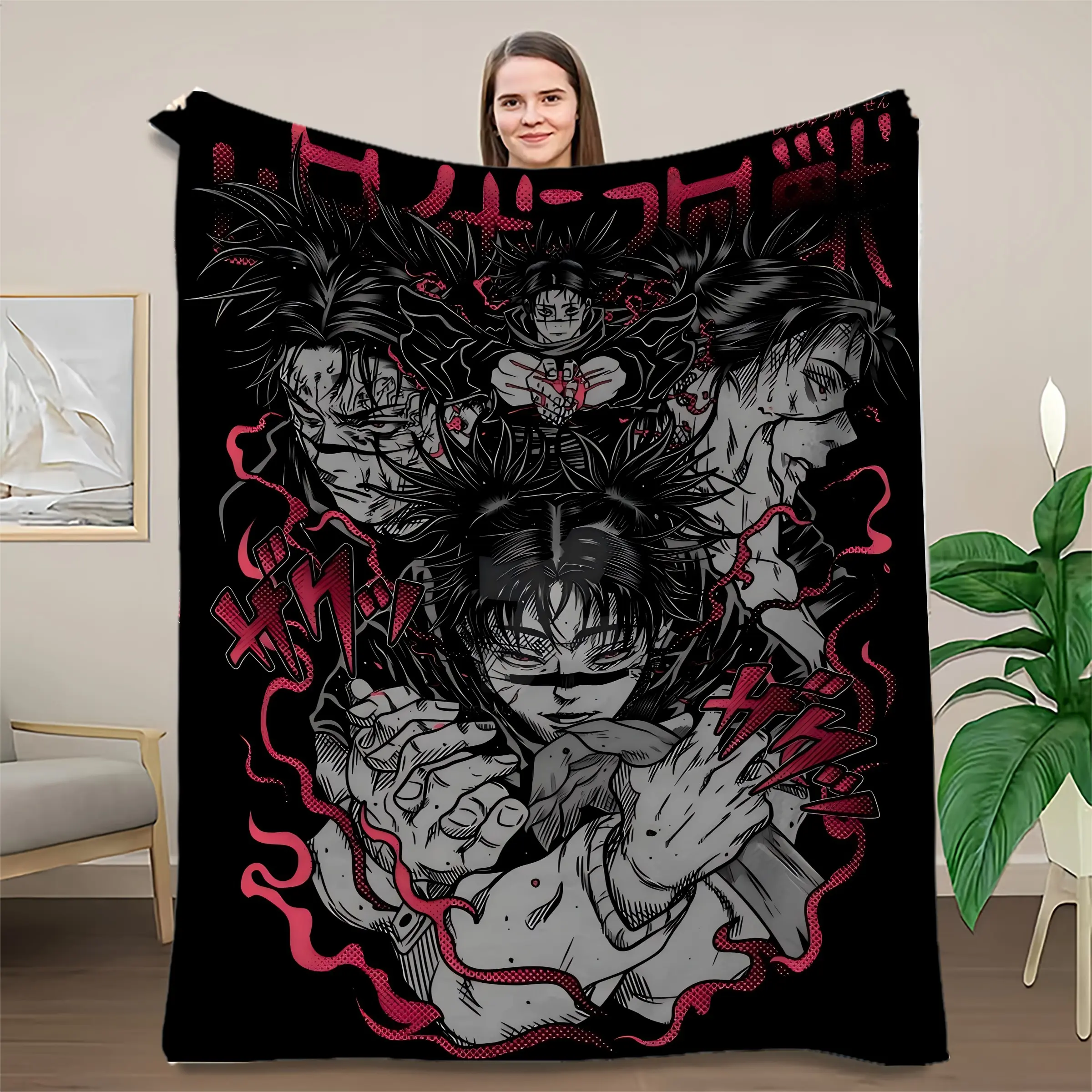 Jujutsu Kaisen Print Blanket, Godlike Appearance Choso, Dark Functional Style Nap Blanket, Must-Have for Anime Fans, Cozy and Stylish