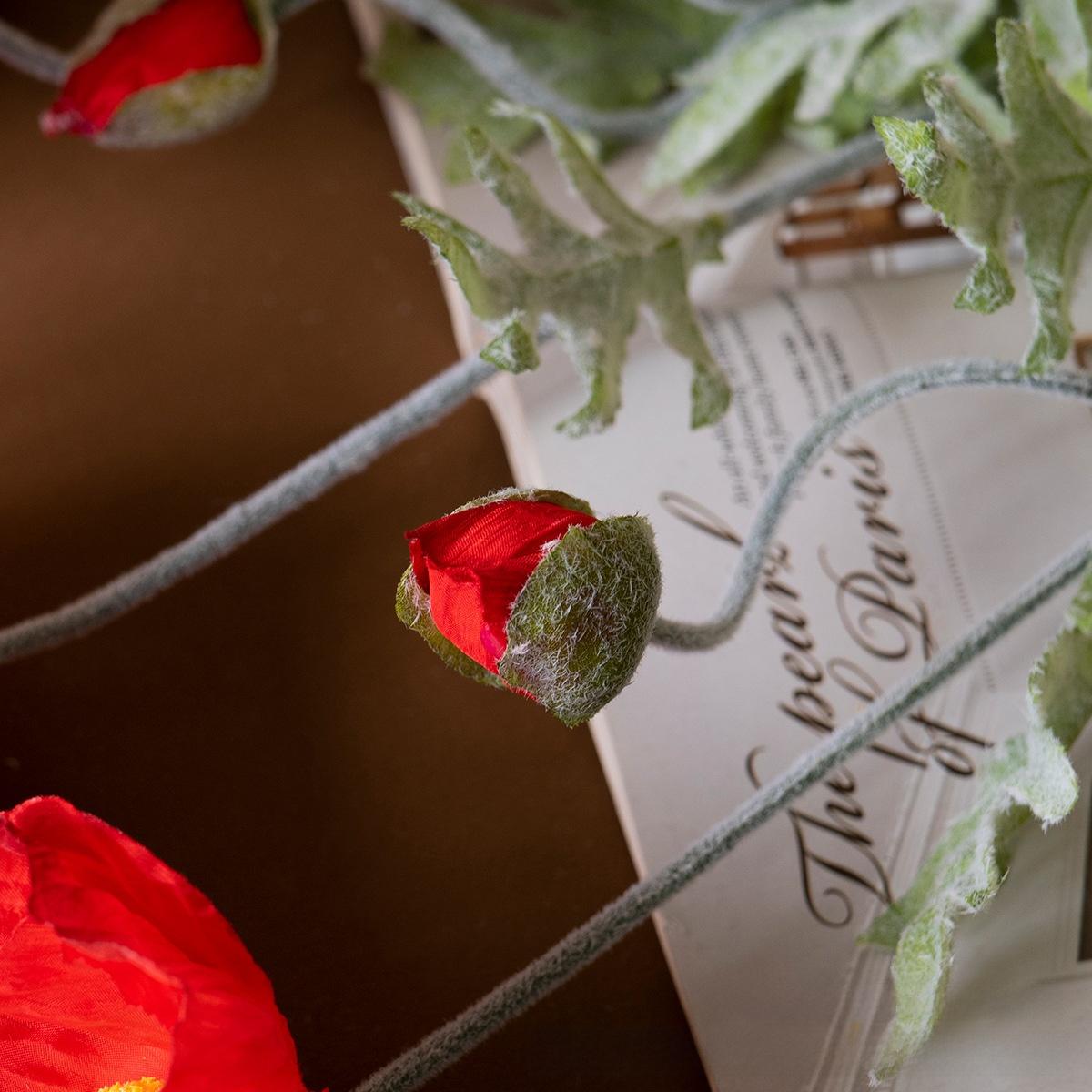 Artificial Poppy Bouquet Fake Flowers Poppy Flower Home Desktop Wedding Potted Plant Photography Prop Decoration