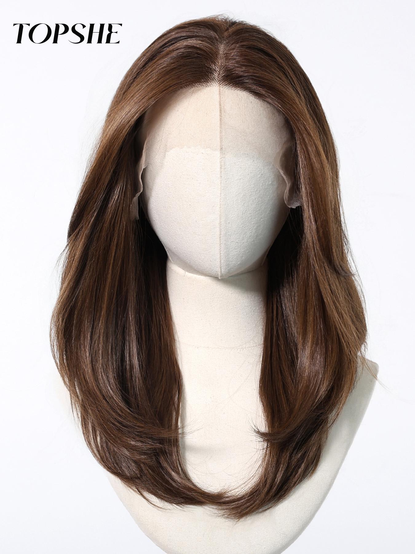 Topshe 13x6 HD Lace Front Wig, Medium Length Wavy Hair, Comfortable Breathable Women's Wig, High-Temperature Resistant, Heat Resistant Wigs