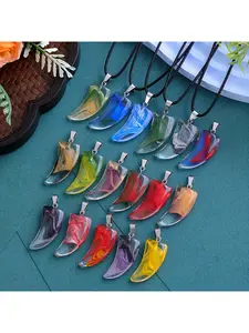 6pcs Thousand Flower Glass Bull Horn Crystal Pendant, Colored Glass Pendant, Suitable for DIY Necklace, Jewelry Making, Best Gift Selection for Christmas Gifts