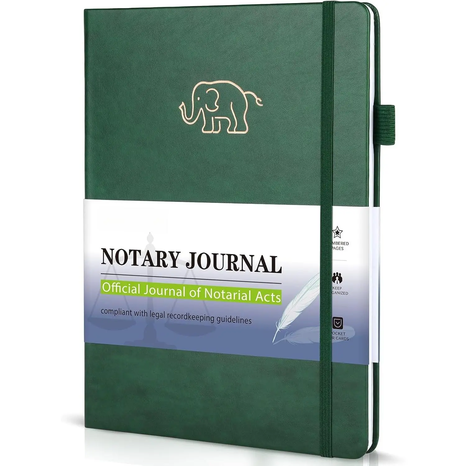 Notary Journal Log Book - Professional Notary Supplies for Notarial Acts | 236 Entries, 120gsm Numbered Pages with Tamper-Resistant Stitching - Durable Notary Supplies 9.5"x7"(Dark Green)