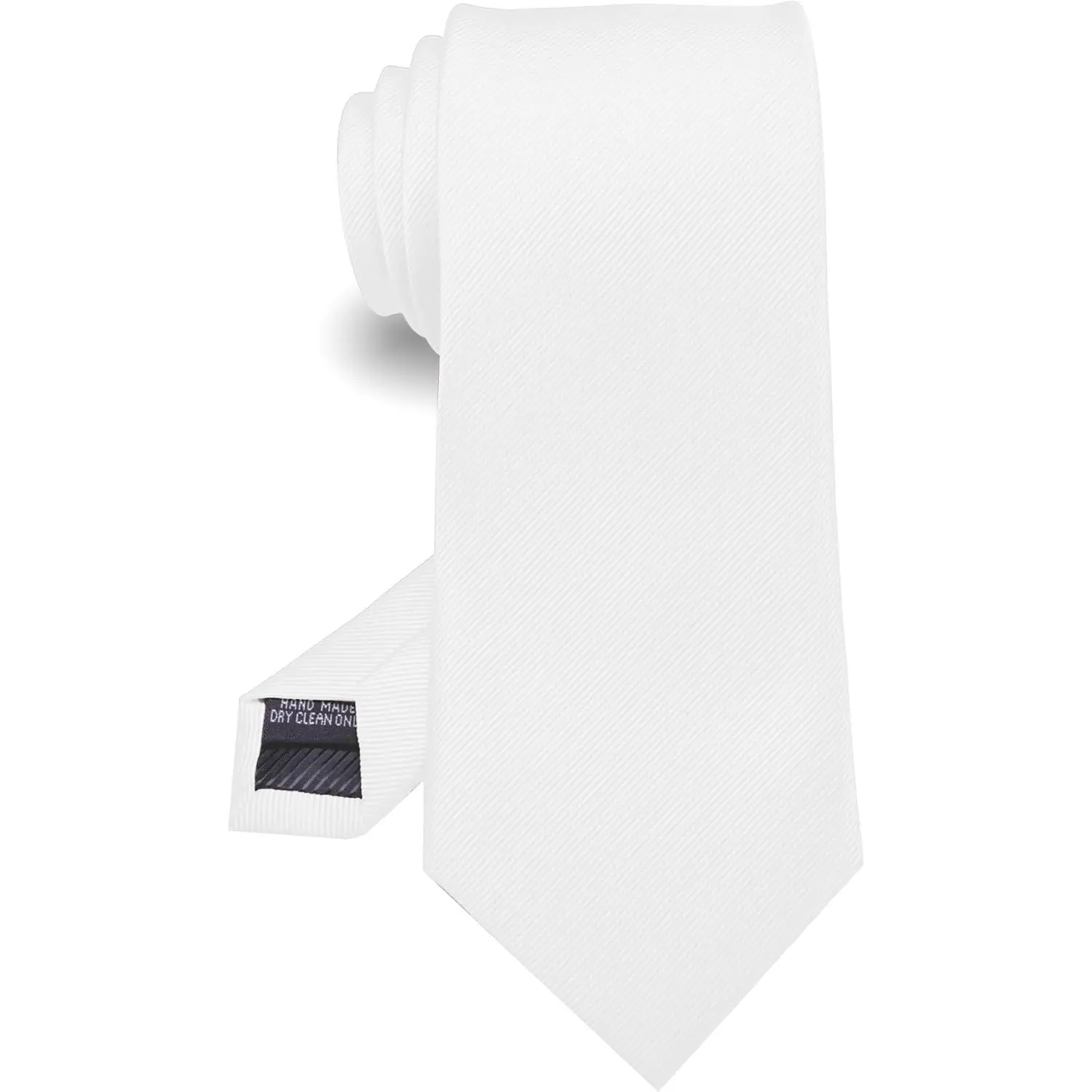 Men's Solid White Necktie in Smooth Silk, Classic Cut for a Polished Look - Ideal for Business Events and Weddings, Neat Finish, Standard Shape