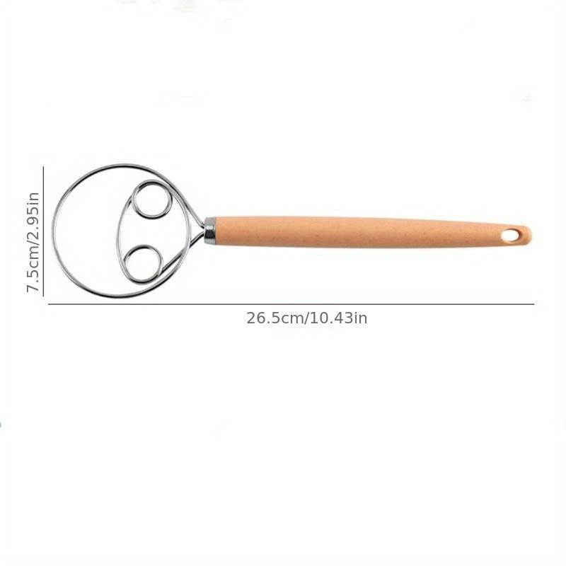 Stainless Steel Danish Dough Whisk - Hand Mixer and Dough Blender for Bread, Pastry, and Pizza Dough - Manual Kitchen Baking Tool with Wooden Handle - Food Contact Safe
