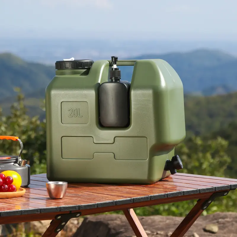 PE Plastic Large Camping Water Bucket - 5.28Gal (20L+) BPA-Free Sturdy, Leak-Proof Spigot, Carry Handle, Outdoor Camping Gear, Home Emergency Water Storage Container