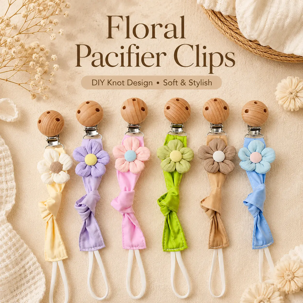 Mother and baby products: Cotton pacifier chain, floral cotton anti-drop chain, anti-loss strap