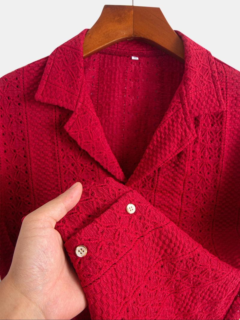 Men's Geometric Jacquard Short Sleeve Casual Party Shirt, Loose Casual Comfy Breathable Top for Summer, Men's Clothes for Daily Wear, Tropical