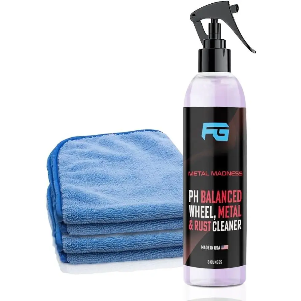Wheel Cleaner  (8oz) - Iron Remover  Detailing Rim Cleaner - PH  Wheel  Dust Remover - Includes 2 Microfiber Towels