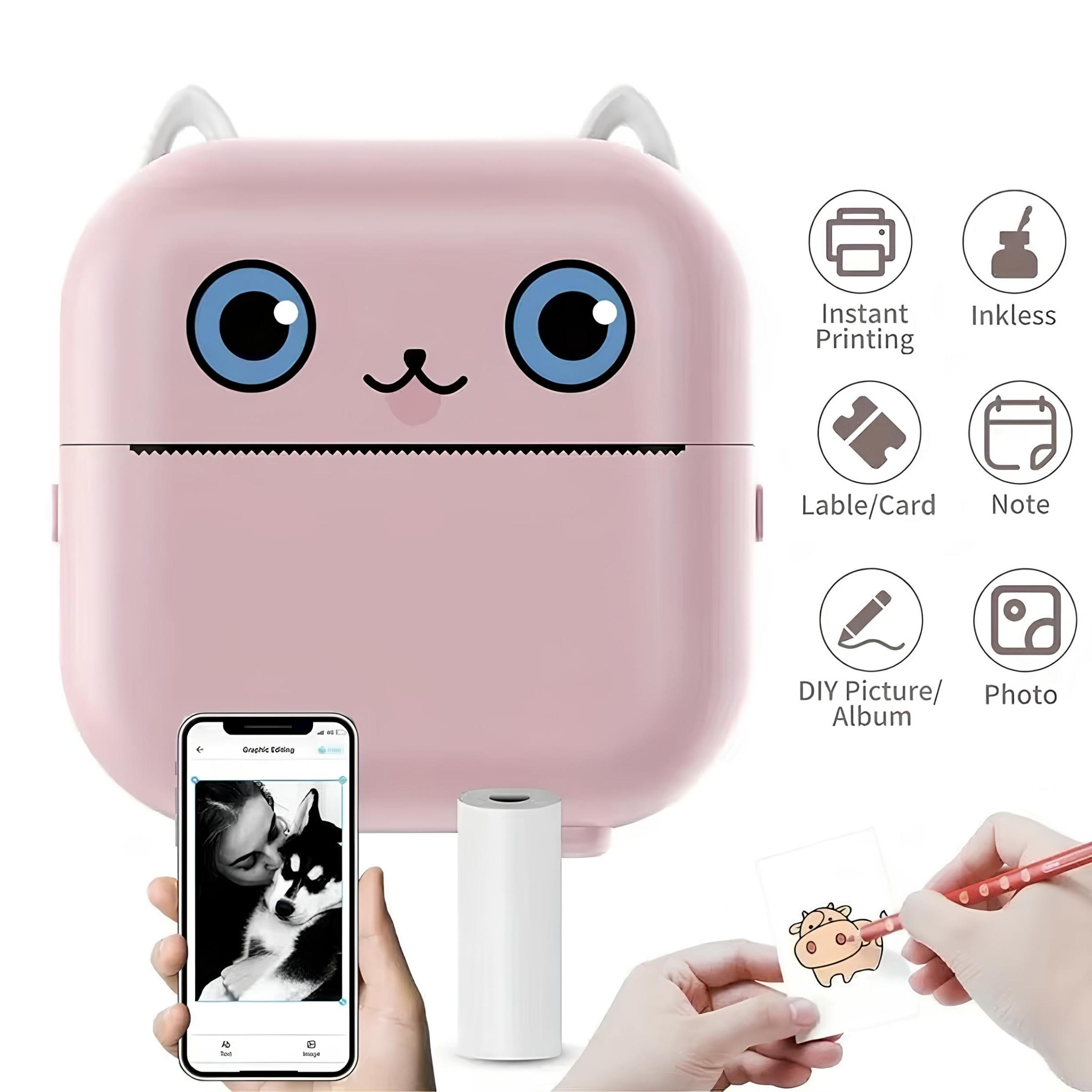 Portable Mini Printer, Portable Photo Printer with Print Paper, Bluetooth-compatible Label Printer for iOS & Android, Photo Sticker Printer, Office Accessories