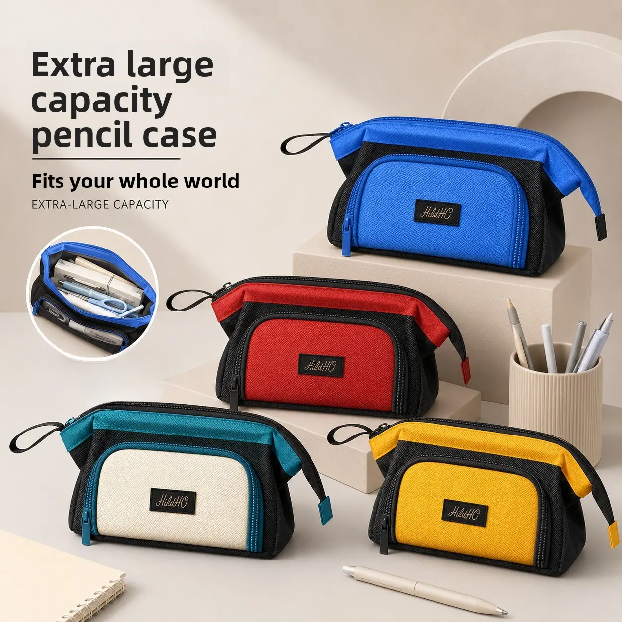 Large Opening Pen Pouch, High Capacity Stationery Box, Unique Design, Style, Korean Fashion, Perfect for School Supplies