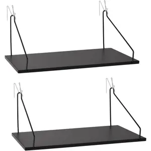 Fabric Wall Cubicle Shelf With Hooks for Work Decor, 11.8" Wooden Organizer Storage Shelf Cubicle Accessories for Women Men Desk, 2 Pack Black