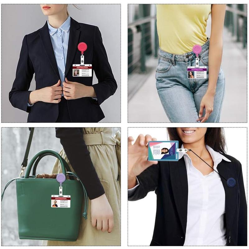 14 Pcs 24'' Retractable Badge Reel, Mixed Random Solid Color Nurse ID Badge Holder with 360° Swivel Alligator Clip