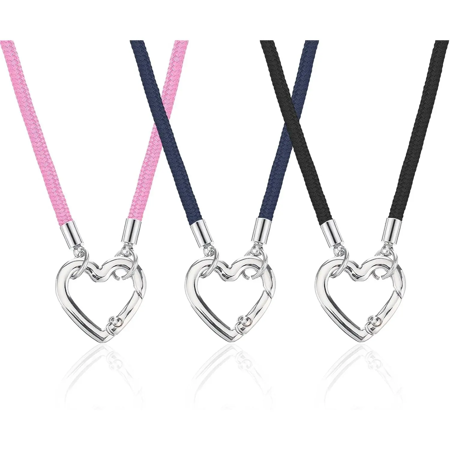3 count Eyeglass Holder Necklace Ring,  Eyeglasses Strap | Heart Shape Loop Anti-Lost Chain for Sunglasses, Necklaces  Rings Reading Glasses Holder ( Black, , Navy Blue)