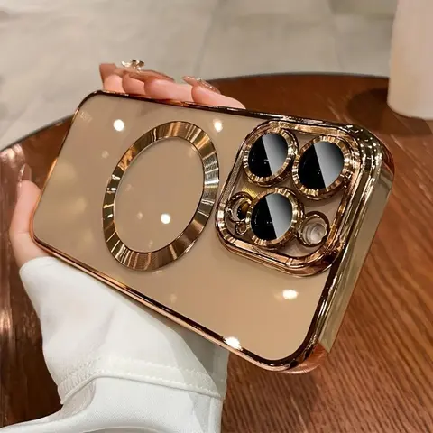 Luxury Magnetic Wireless Charging Transparent Phone Case for iPhone 18 Pro Max 17 Pro Max 16 Pro Max 15 14 13 12 11 Pro Max, Ultra-Thin Soft Tpu Shockproof Casing