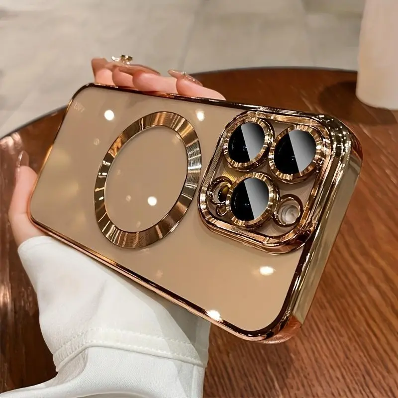 Luxury Magnetic Wireless Charging Transparent Phone Case for iPhone 18 Pro Max 17 Pro Max 16 Pro Max 15 14 13 12 11 Pro Max, Ultra-Thin Soft Tpu Shockproof Casing