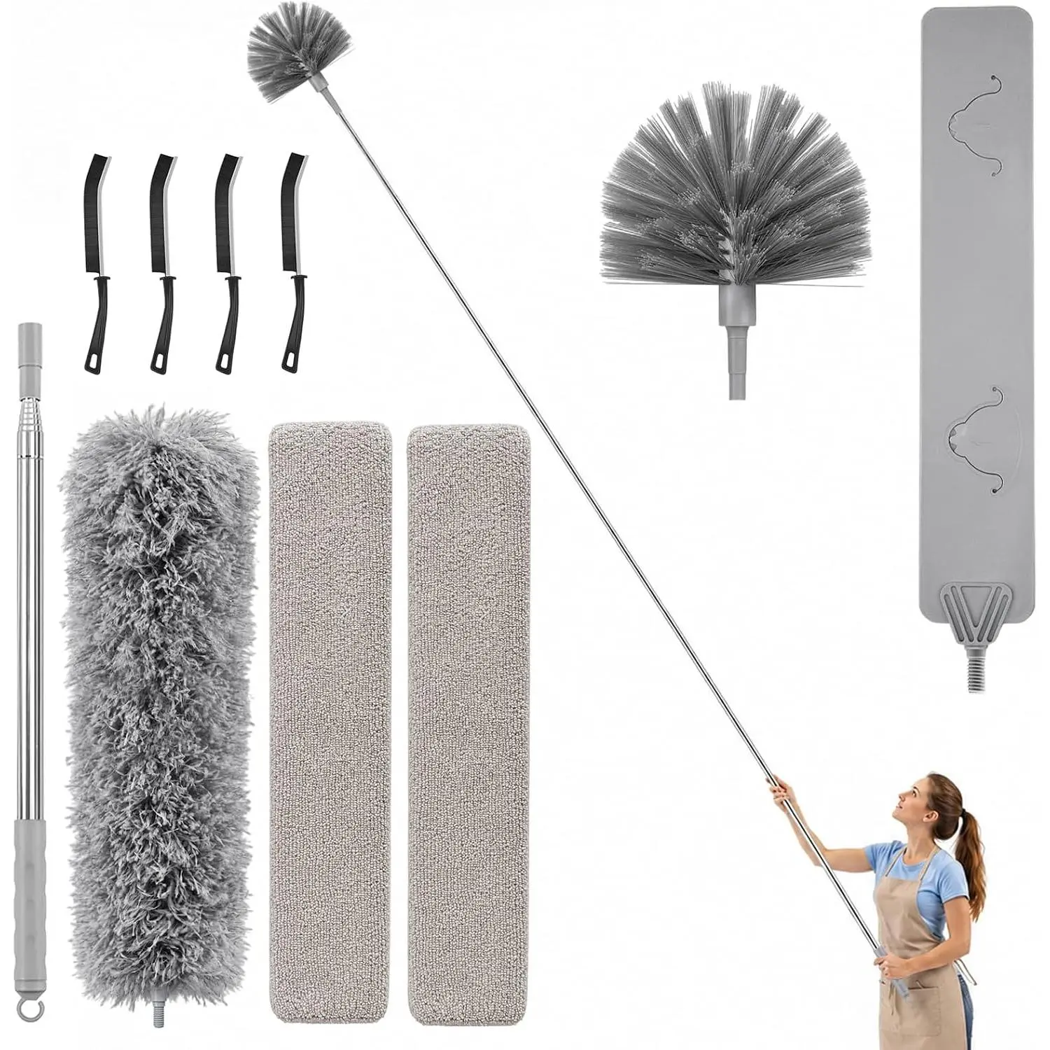 10- Duster with Extension Pole, Cobweb Duster for High Ceiling
