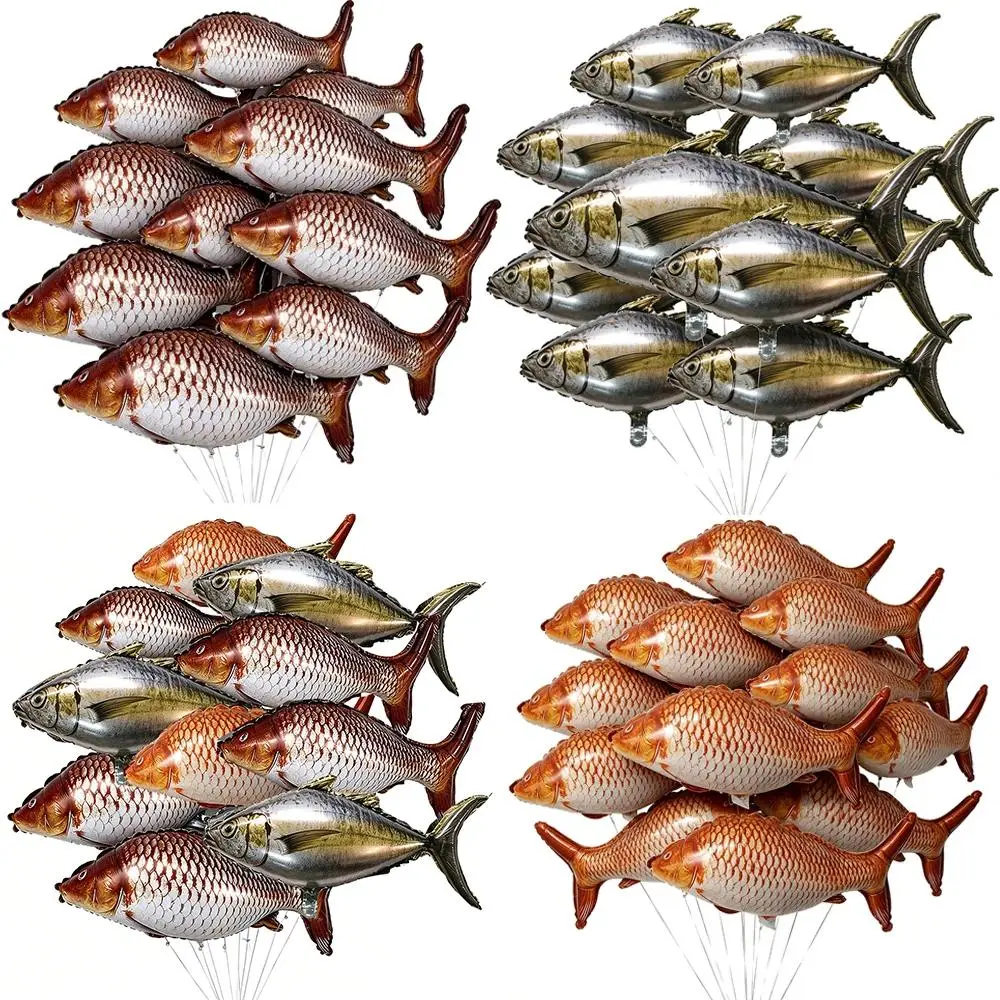 Fish Shaped Foil Balloons Pack (5/10/30/50pcs, Varying Sizes) - Realistic Look Tuna & Carp Balloons for Boys' Birthday, Fishing Themed Party Supplies & Decor, Happy Birthday, Party Decor