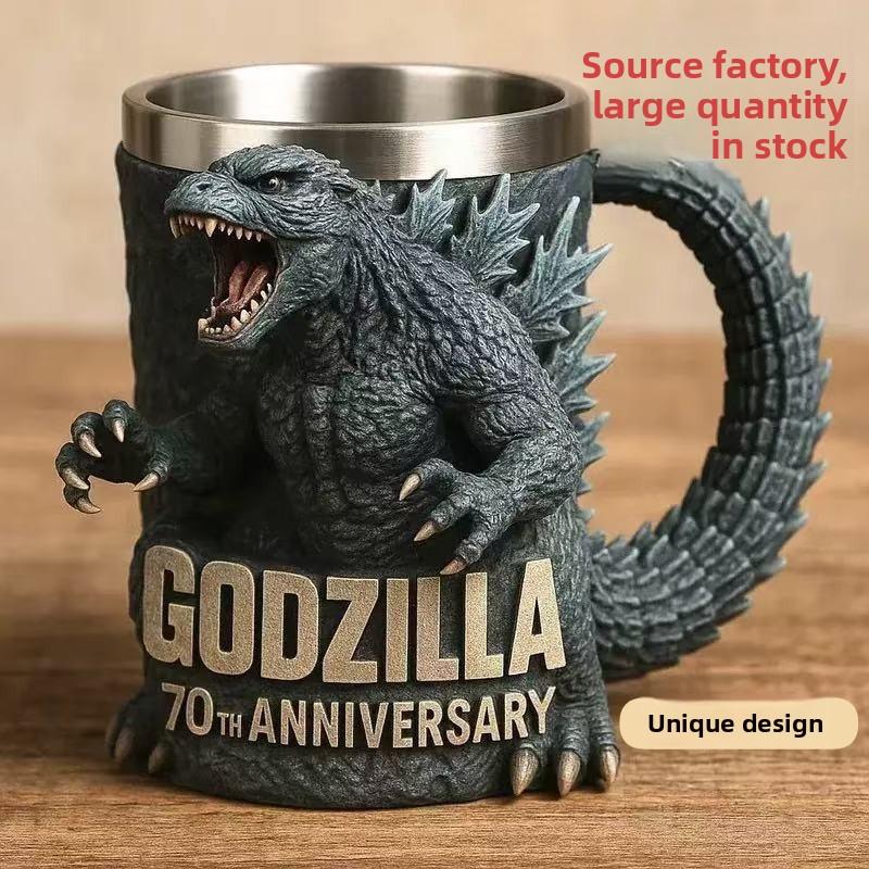 Godzilla 70th Anniversary 3D Resin Mug - Commemorative Cup, Decorative Tumbler, Heat-Resistant, Reusable & Washable Drinkware for Coffee