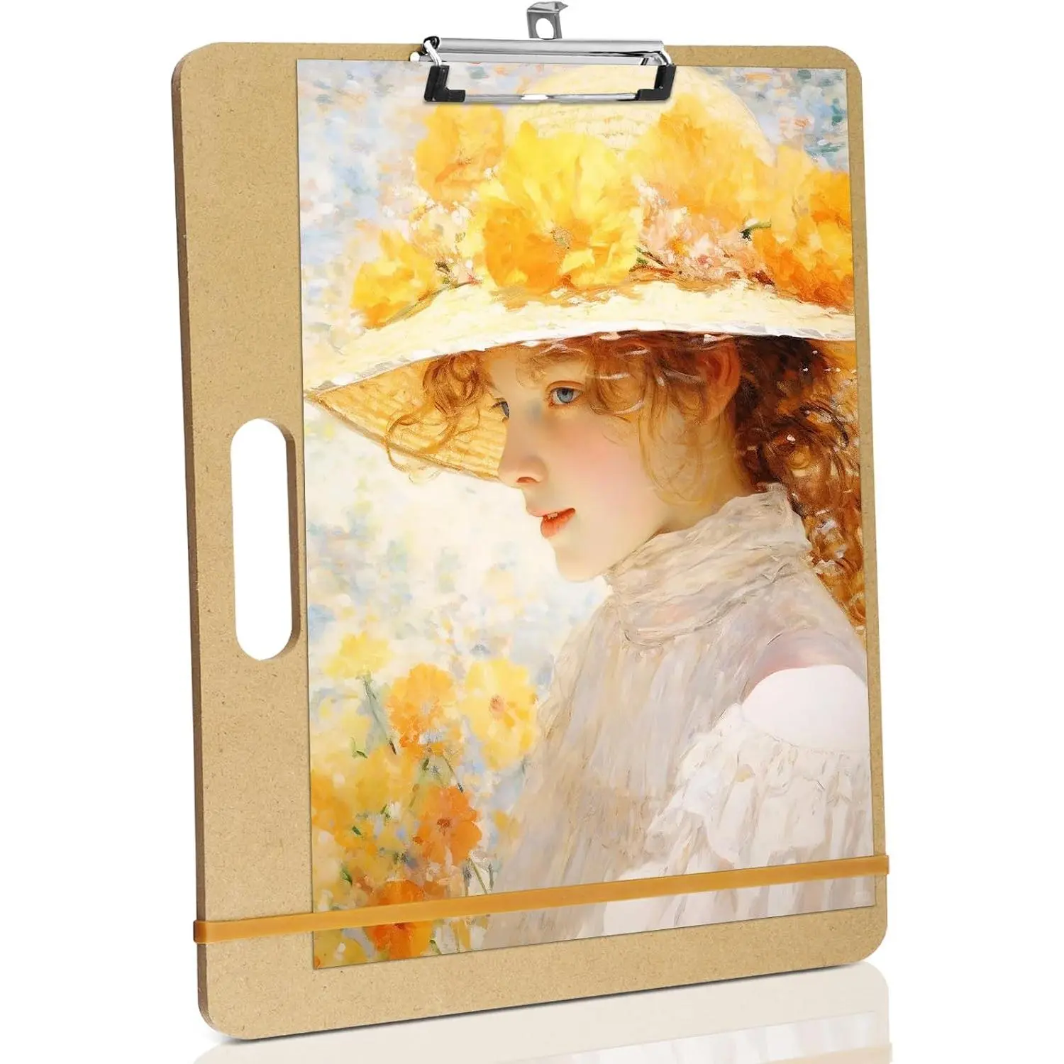 13" x 17" Art Drawing Board with Clip, Watercolor Painting Sketch Pad | Portable Lightweight Wooden Large Clipboard, with Handle Rubber Band, for Artist Sturdy Art Easel for Studio, Indoor Outdoor