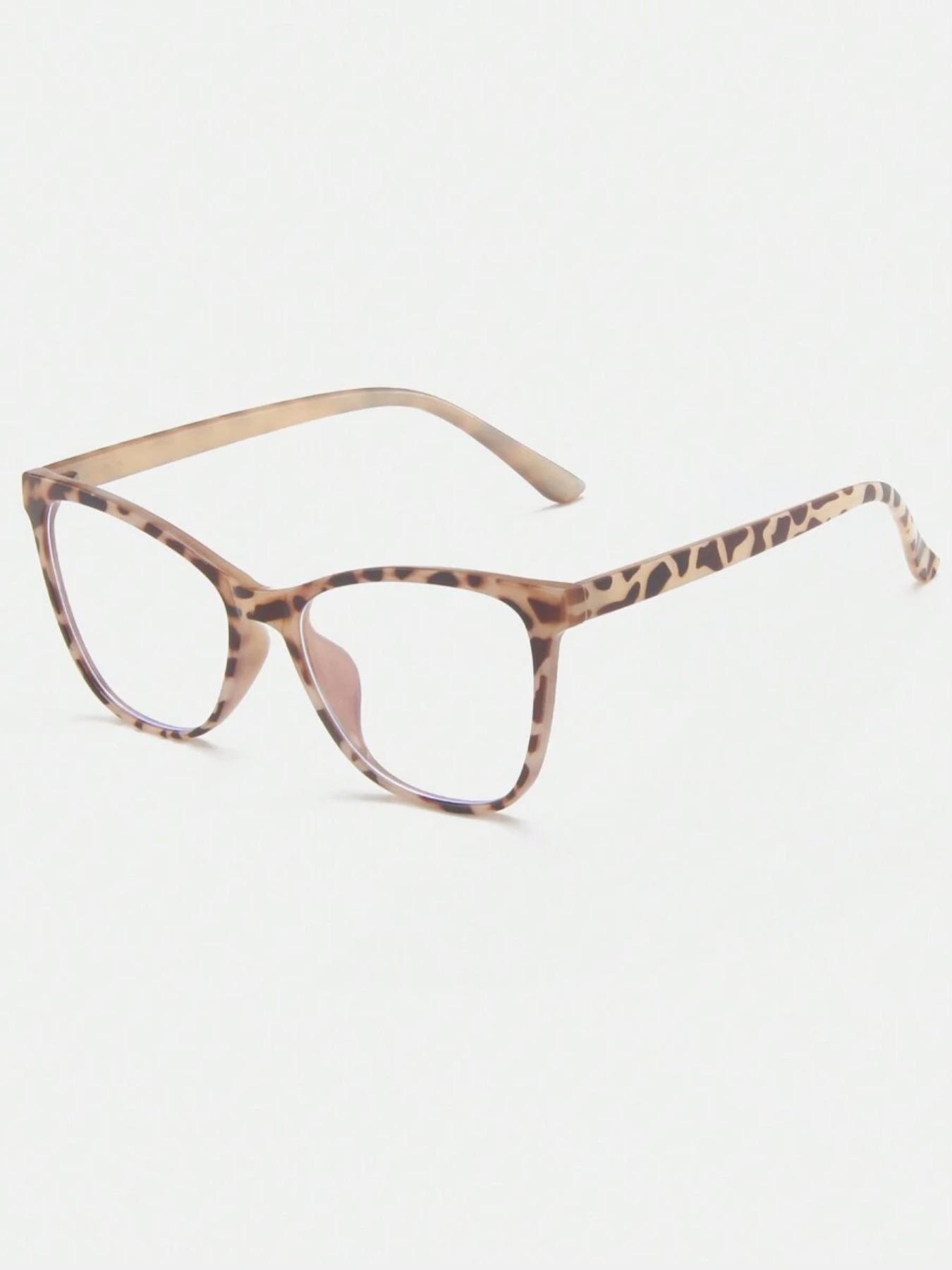 Women's Fashion Leopard Pattern Cat Eye Frame Eyeglasses, Casual Trendy Anti-blue Light Eyeglasses for Everyday Use, Fashion Accessories for Outdoor Activities