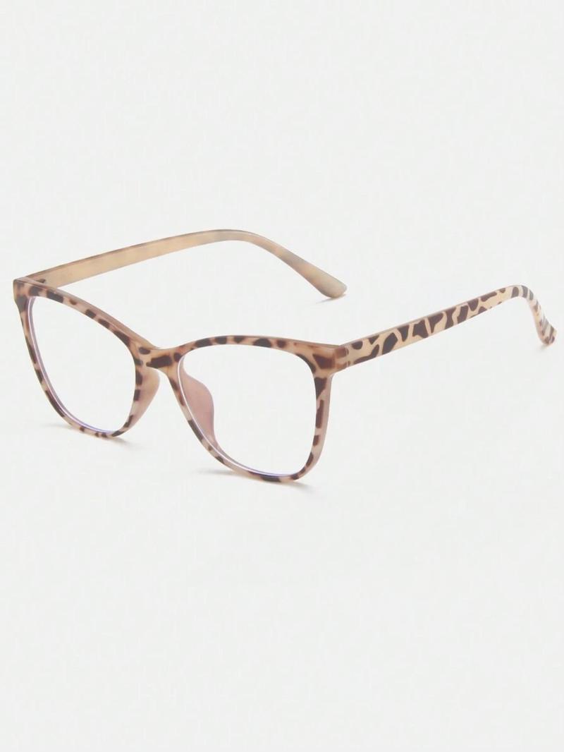 Women's Fashion Leopard Pattern Cat Eye Frame Eyeglasses, Casual Trendy Anti-blue Light Eyeglasses for Everyday Use, Fashion Accessories for Outdoor Activities