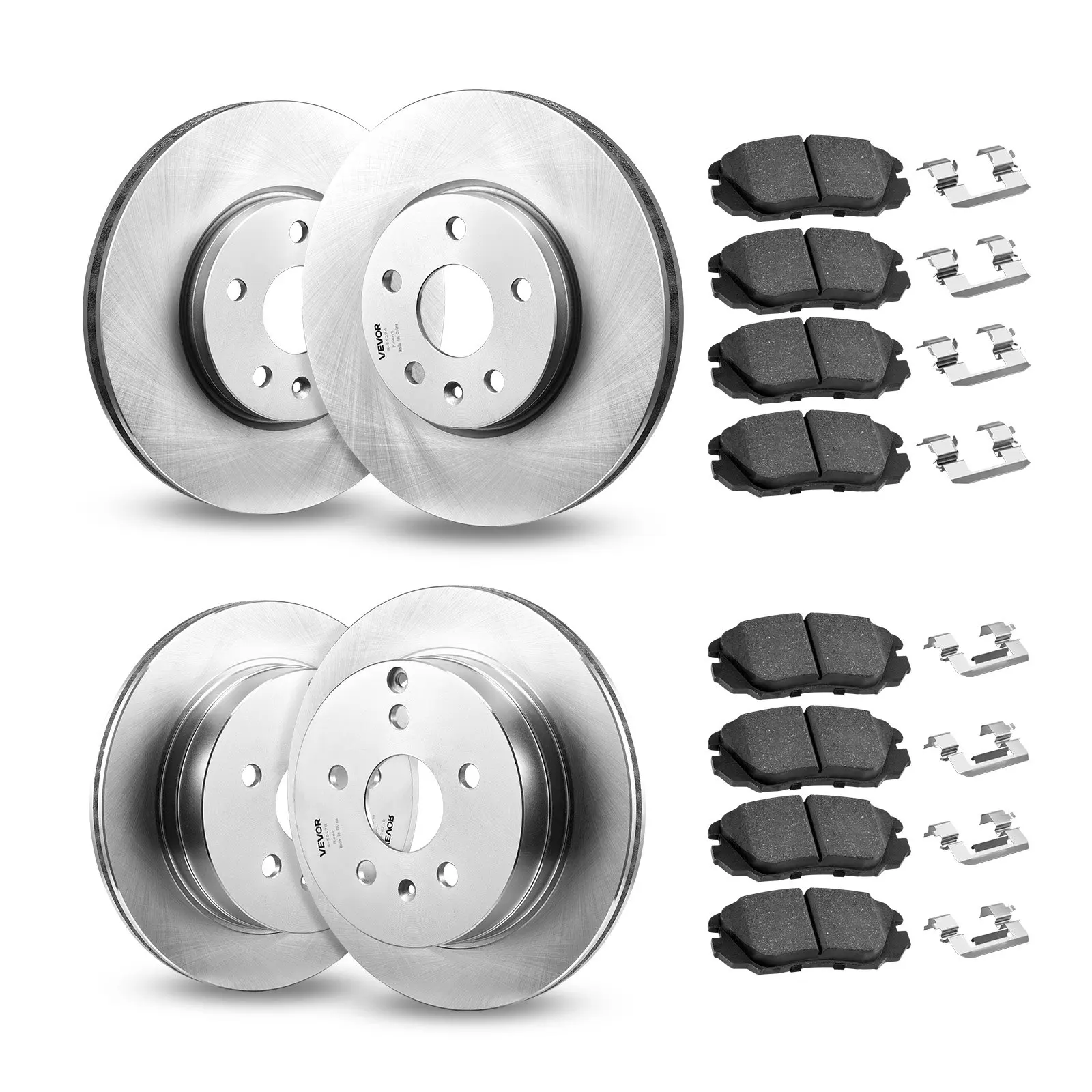 【DealsForYouDays】VEVOR Front and Rear Brake Kit Compatible with 2010-2017 Chevrolet Equinox, 2010-2017 GMC Terrain, Hollow Brake Rotors Ceramic Brake Pads Replacement Kit, 12.7 in Front Rotors, 12 in Rear Rotors