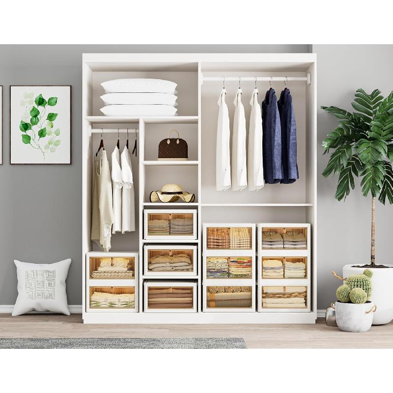 Closet Organizers and Storage 23Qt 3 Pack Stackable Storage Bins with 1 Lid Closet Organizer Boxes for Clothes Foldable Storage Box for Clothes/Office Supplies/Snacks (23Qt X 3)