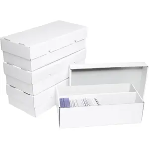 4 Pack 2-Row Large Card Storage Box, Holds up to 1800 Cards per Box (7200 Total), Heavy-Duty Cardboard Organizer with Dividers for MTG, Toploader & Sports Cards