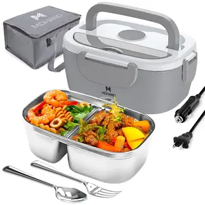 MDHAND Electric Lunch Box Food Heater, Faster Heated Lunch Box Food Warmer 110V/12V/24V Self Heating Lunch Box for Work/Car/Outdoors,Portable Heated with Lunch Bag#DealsForYouDays