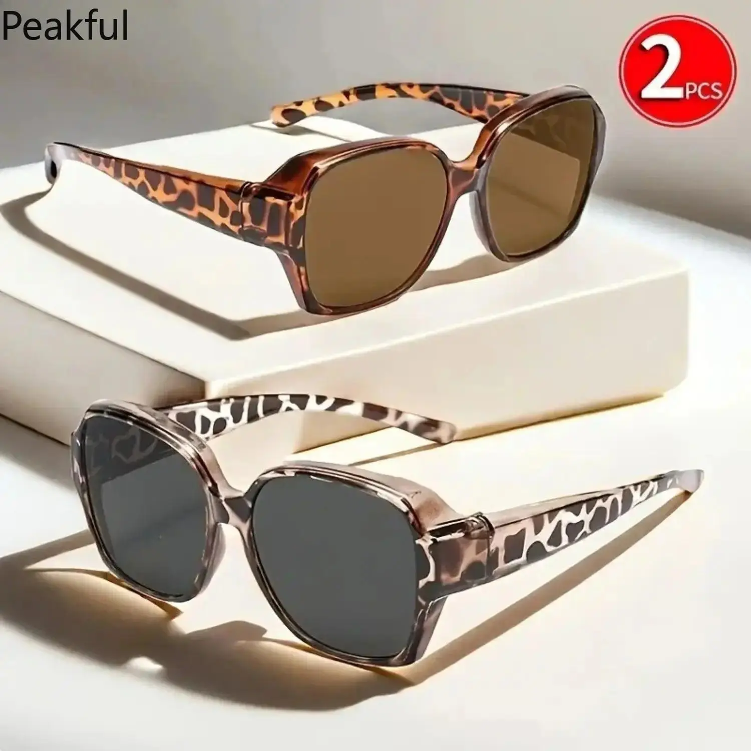 2‑Pack Round Polarized Sunglasses, Trending Over‑Glass Myopia Cover Eyewear for Men Women, Vintage Portable Wrap‑Around Shades with UV Protection Polarized Lenses, Lightweight Fit Over Prescription Glasses for Photo Props & Holiday Gift Giving