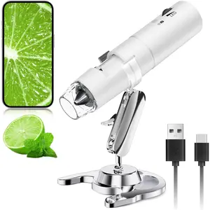 Digital Microscope,  50X-1000X Magnification WiFi Pocket Handheld Microscopes with Stand  USB Microscope Camera Compatible with  Android iPad Windows   (White)