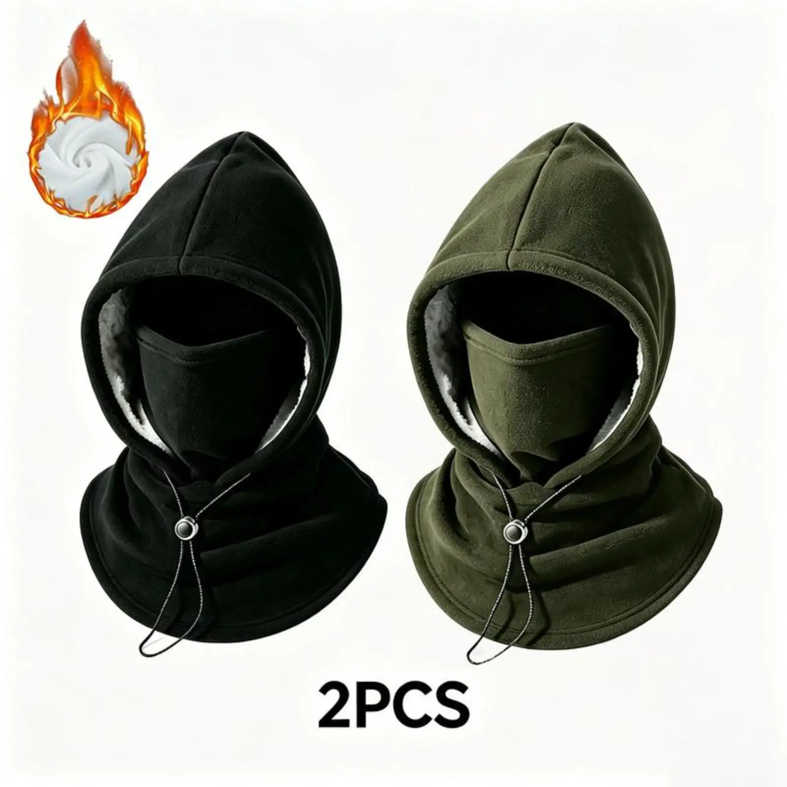 2-piece integrated flannel warm face mask and hat, windproof and warm for outdoor cycling, autumn and winter style, warm hat with neck visor.
