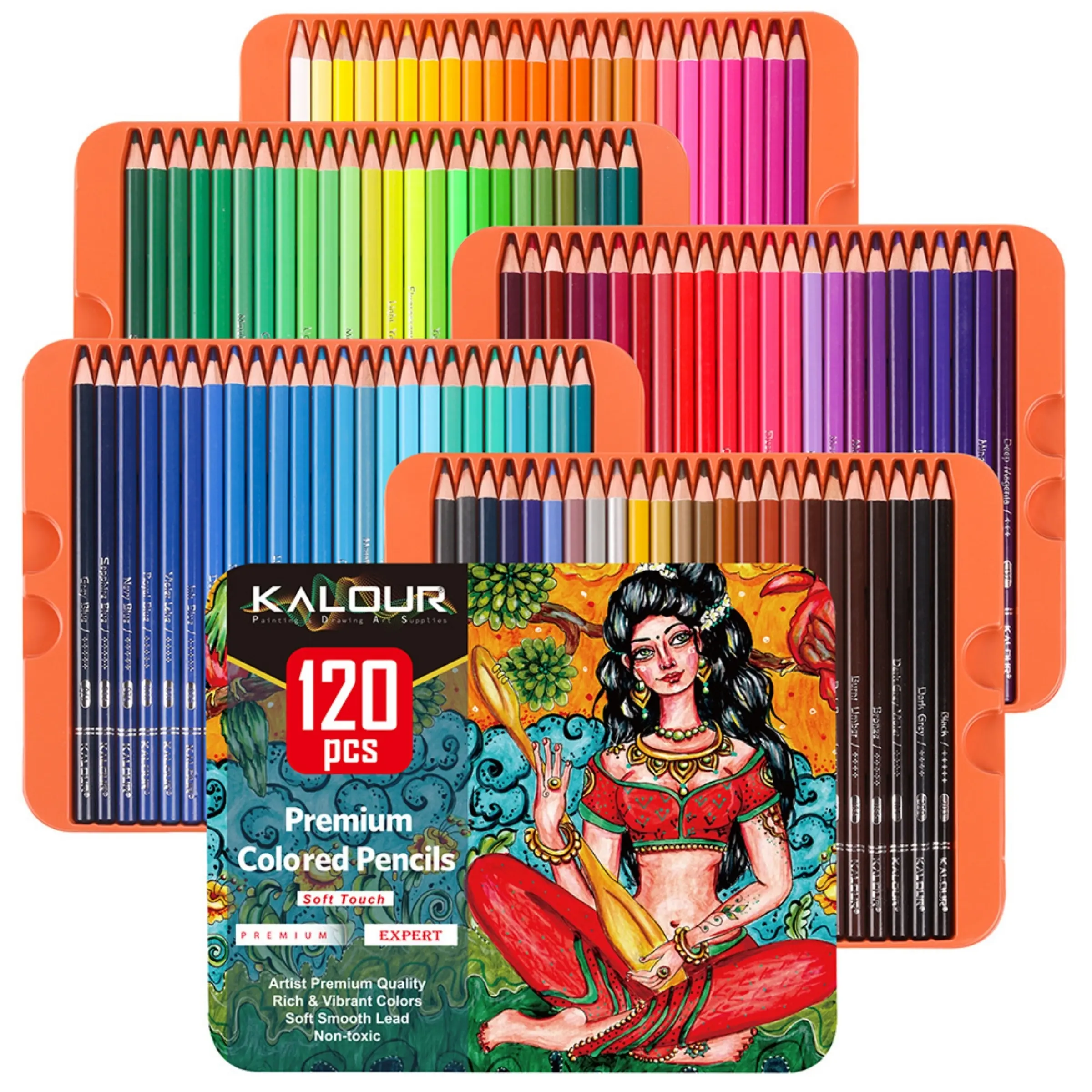Professional Colored Pencil Set, 120 Colors, Soft Core, Vibrant Shades, Ideal for Drawing, Sketching, Adult Coloring, Art Supplies