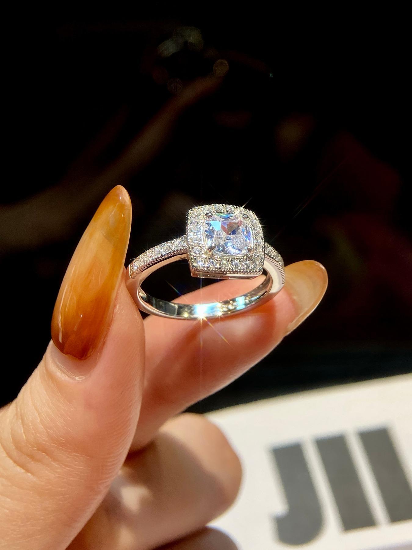 925 Sterling Silver Princess Cut Ring Set, Elegant Jewelry for Women, Fashion Jewelry for Party, Daily Clothing Decor, Trendy All-match & Exquisite Jewelry for Birthday Gift, Bridal Ring Sets, Engagement Rings