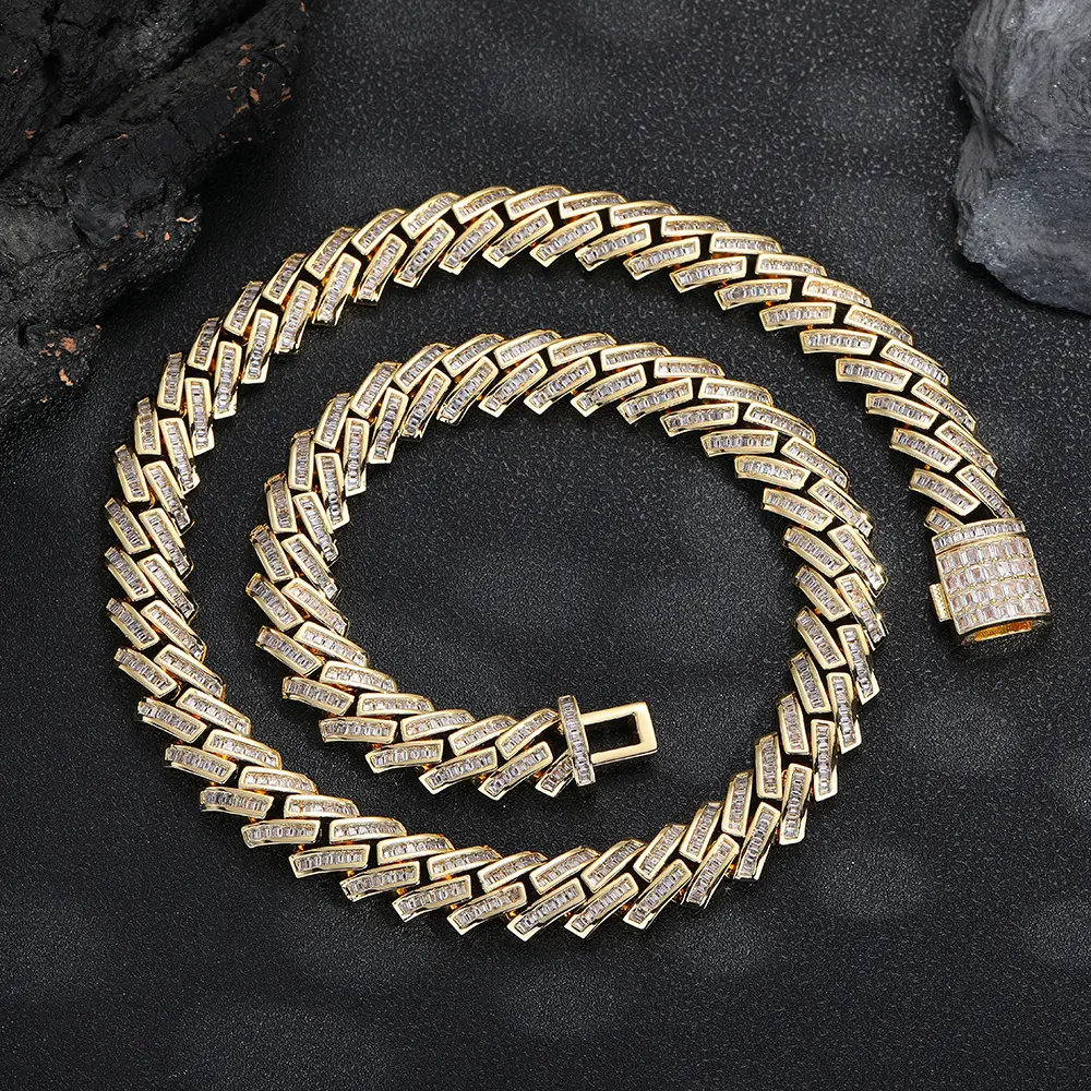 Diamond-shaped Cuban chain hip hop style necklace and bracelet, trendy men's zircon necklace, new autumn accessories, hip hop jewelry, boujee gift, drip jewelry, boho style jewelry, spiritual jewelry