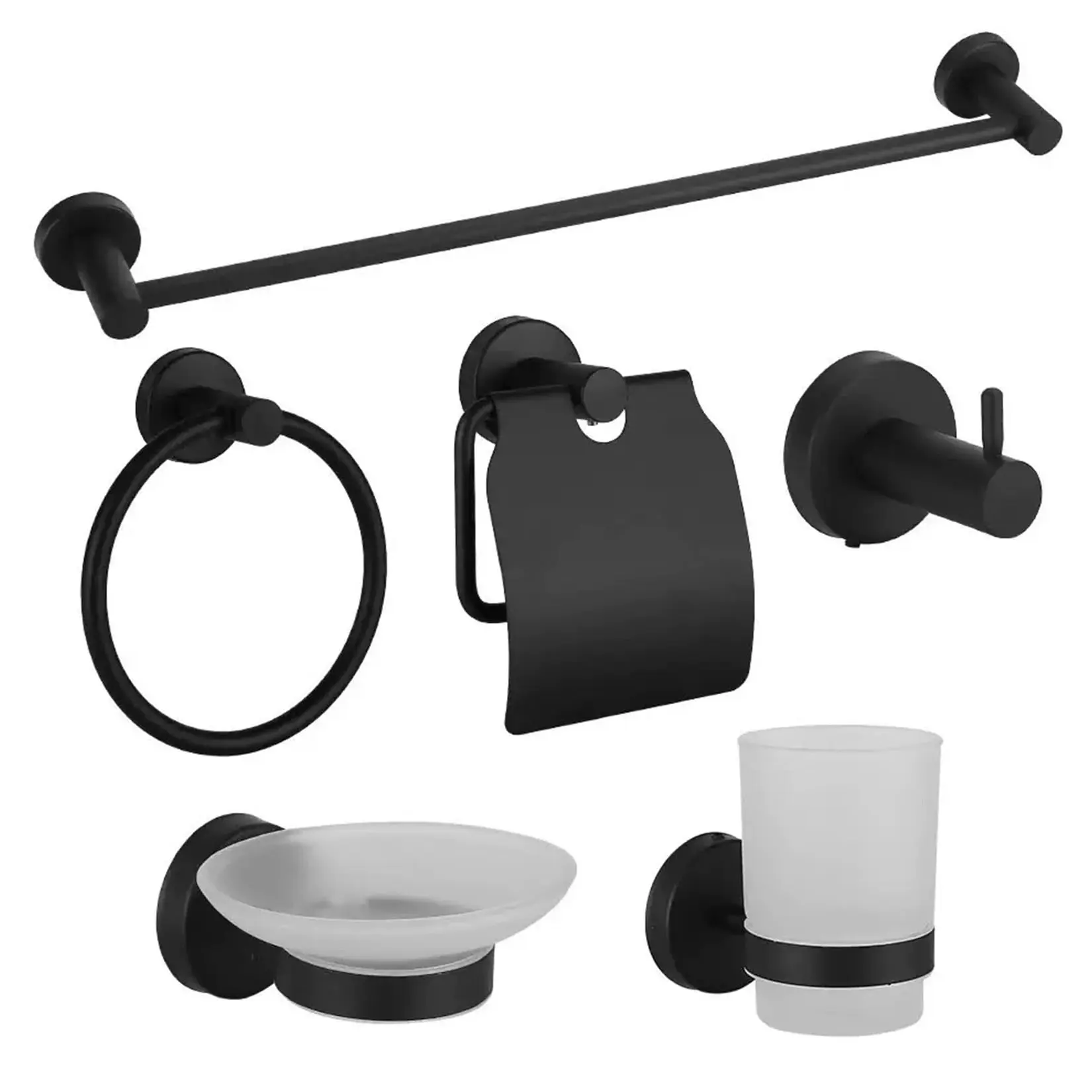 5-Piece Wall Mount Bathroom Rack Set, Stainless Steel 24 in Bar Holder with Elegant Design, Quick-Install Towel Storage Accessories Kit