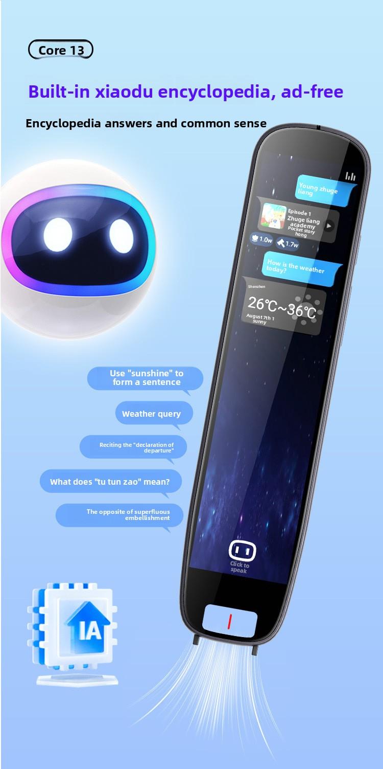 All-Subject Intelligent Student Reading Pen Scanning Pen Offline Large Screen Dictionary Pen Photo Q&A English Translation Pen