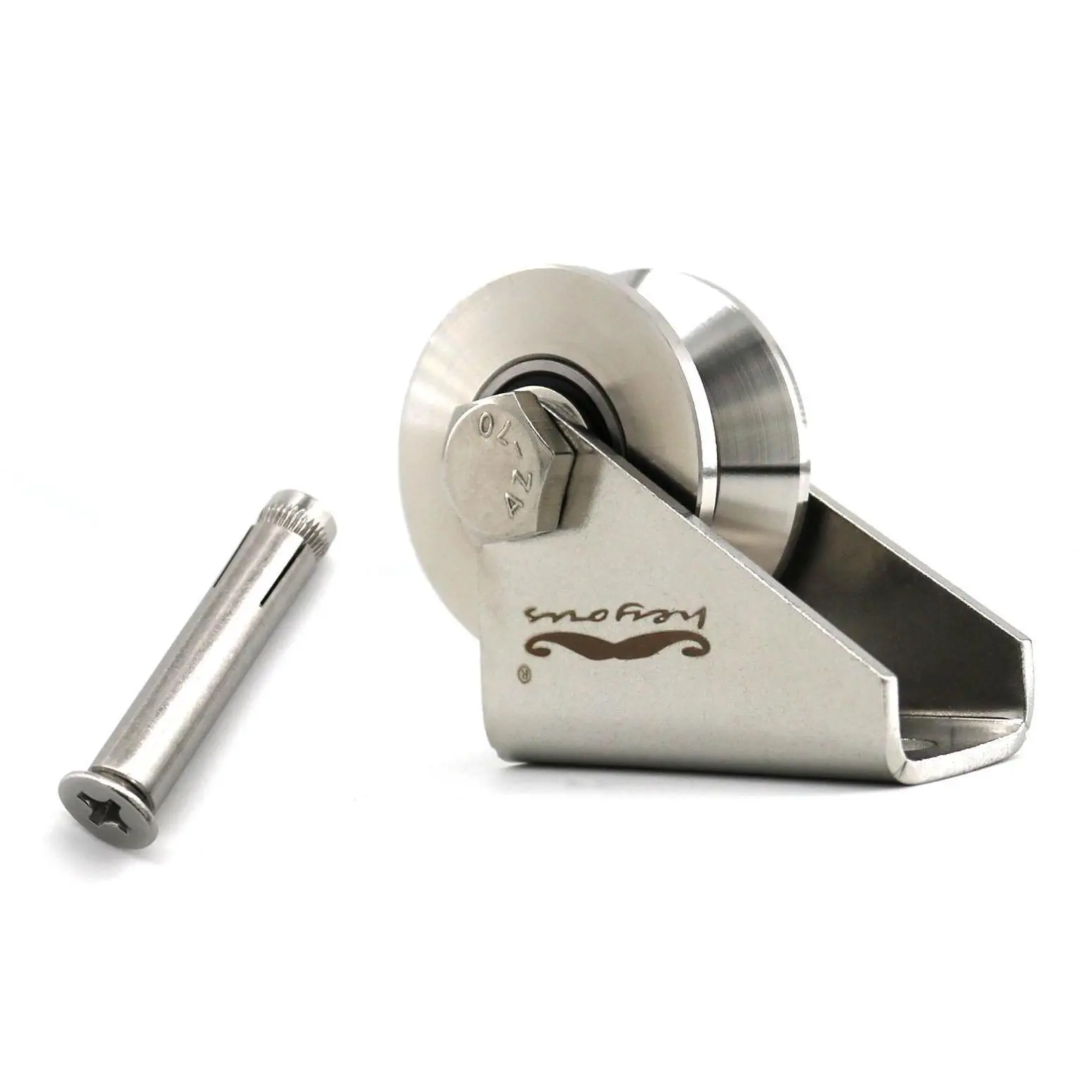 1 Piece 304 Stainless Steel V-Type Groove Smooth Low-Friction Pulley + Screw, Heavy-Duty Duplex Bearing Sliding Silent Wheel, 800lbs Load Capacity, Easy-to-Use for Door Frame Material Handling (Fits Track Rail Fixation)