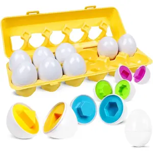 Matching Eggs Easter Egg Toy for Toddlers - Color & Shape Recognition Sorter Puzzle, Early Learning Educational Fine Motor Skill Montessori Geometric Gift for 1 2 3 Year Old Kids Boys Girls (12pcs)fidget toys