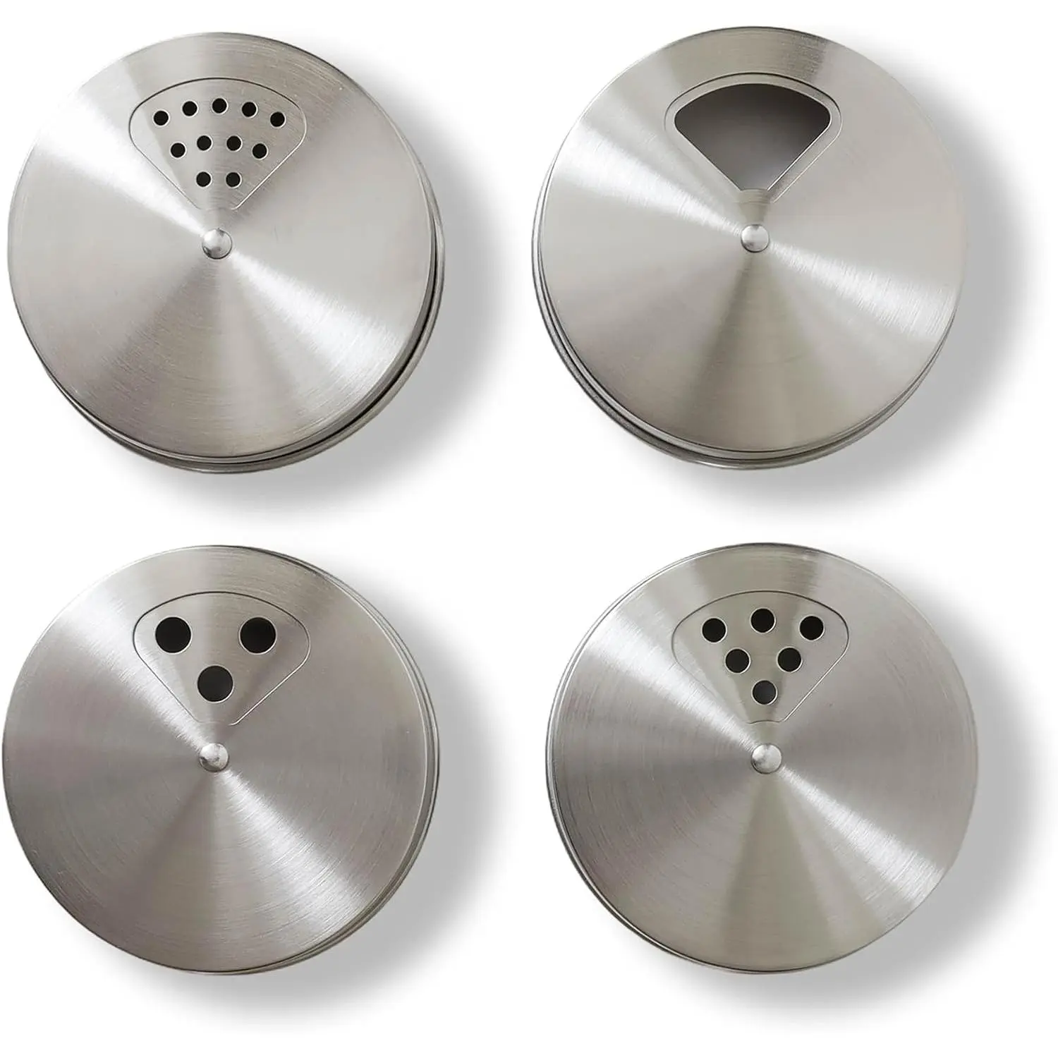 Mason Jar Shaker Lids Stainless Steel – Adjustable Spice & Seasoning Dispenser Tops for Regular Mouth Canning Jars (4 Pack)